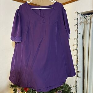 Dark Purple V-neck Blouse